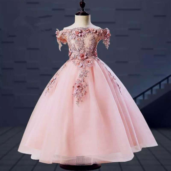 3 Farben: Traumhaftes Blumenmädchenkleid mit Blütenapplikationen