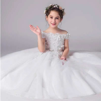 Preview: 3 Farben: Traumhaftes Blumenmädchenkleid mit Blütenapplikationen