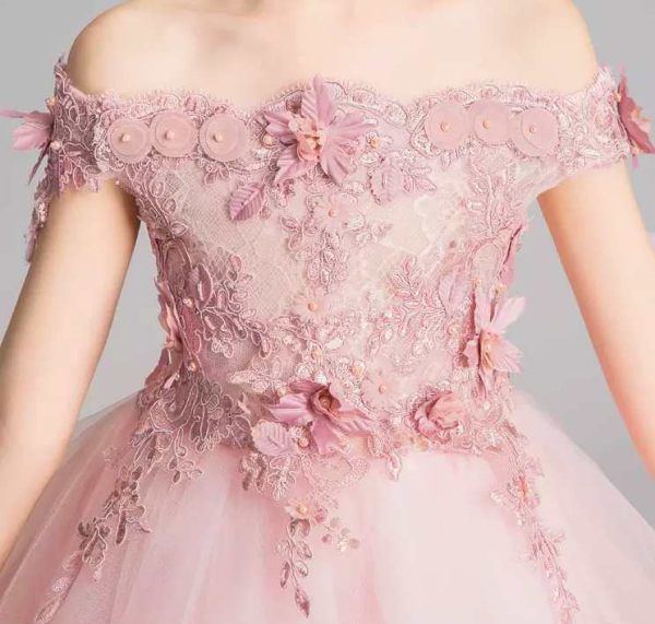 3 Farben: Traumhaftes Blumenmädchenkleid mit Blütenapplikationen